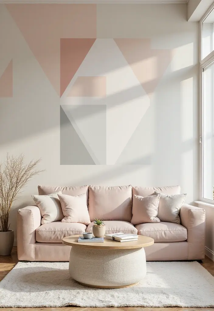 29 Living Room Wallpapering Ideas Modern and Minimal - 2. Soft Geometric Patterns