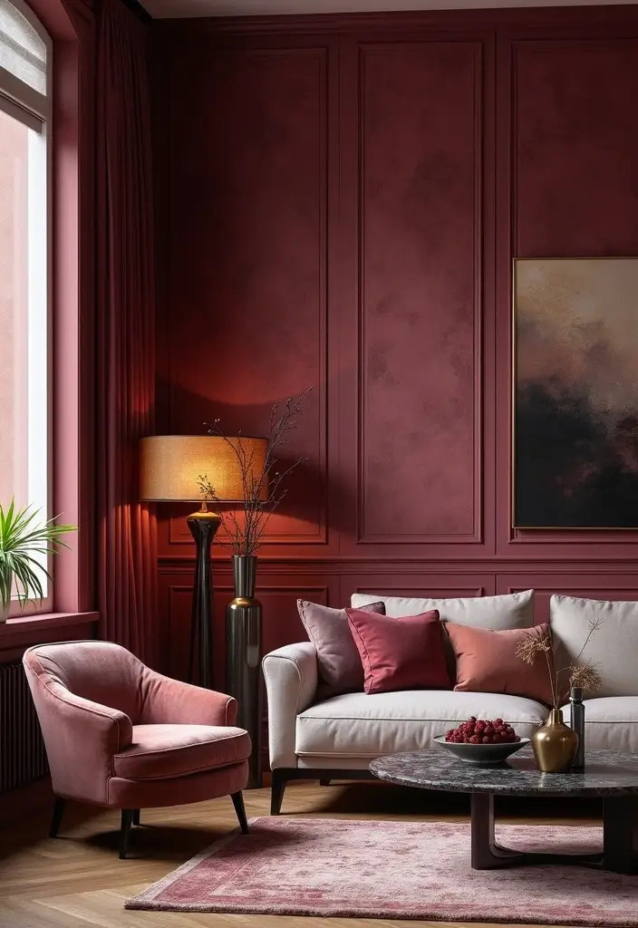 29 Living Room Wallpapering Ideas Modern and Minimal - 26. Luxurious Velvet Effects