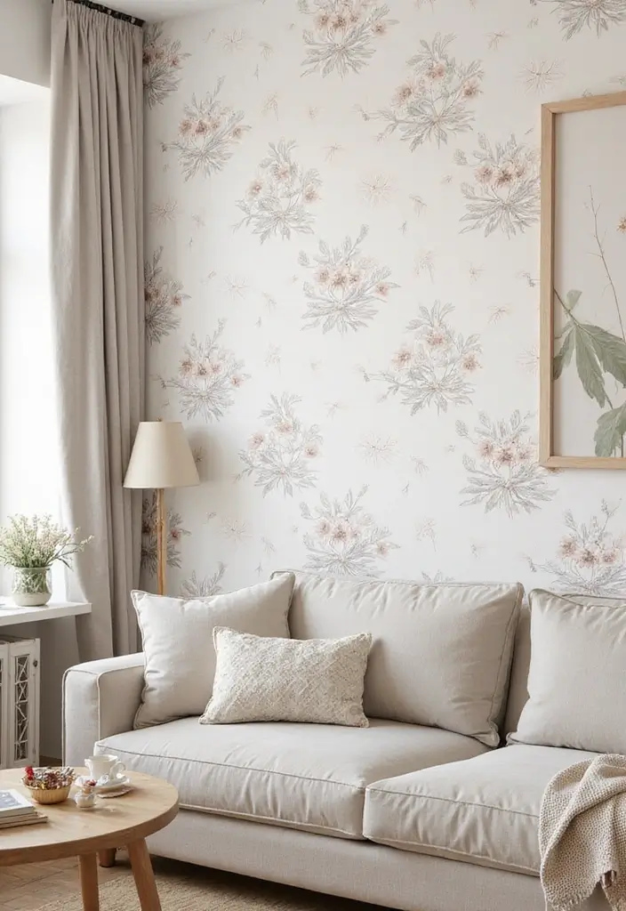 29 Living Room Wallpapering Ideas Modern and Minimal - 4. Minimalist Botanical Prints