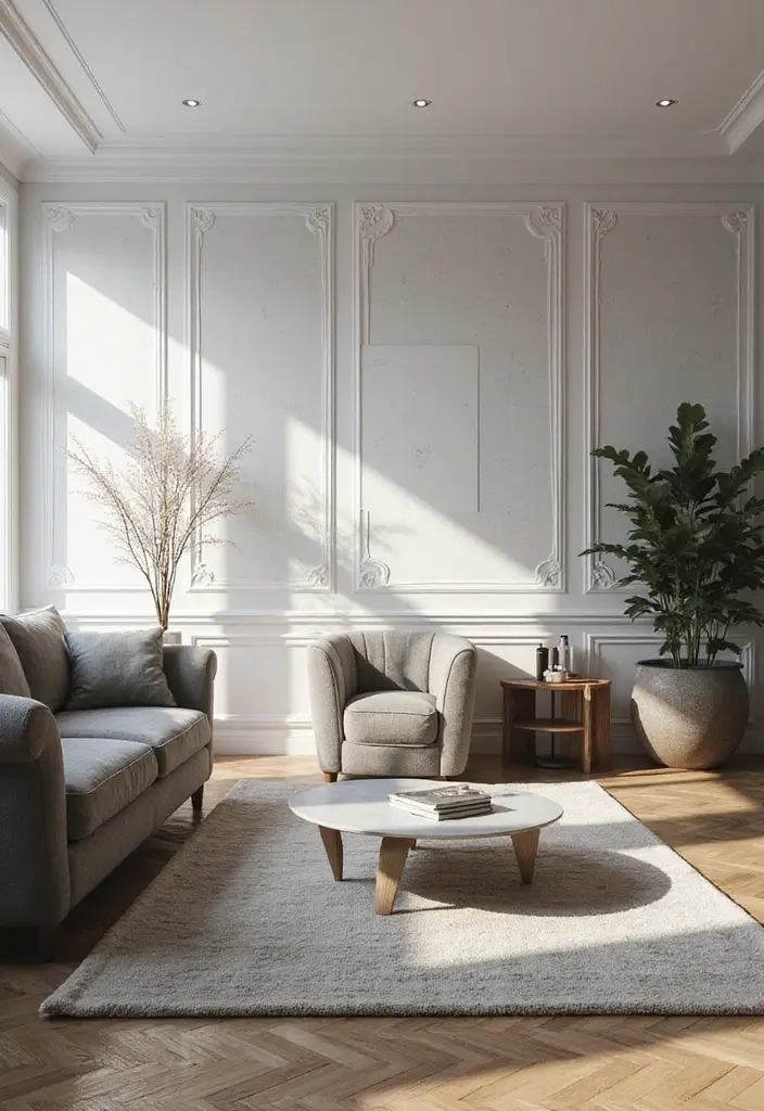 29 Living Room Wallpapering Ideas Modern and Minimal - 6. Soft Monochrome Designs