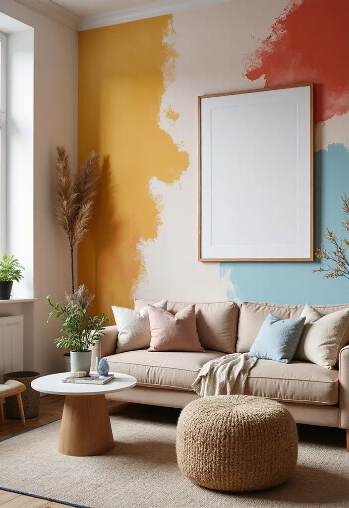 29 Living Room Wallpapering Ideas Modern and Minimal - 7. Abstract Brushstrokes