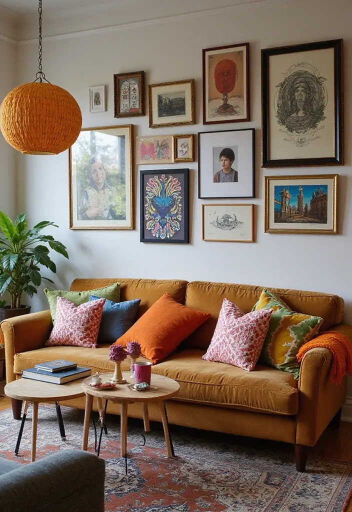 29 Living Room With Brown Sofa Ideas That Feel Cozy and Timeless - 20. Playful Whimsy with Quirky Decor