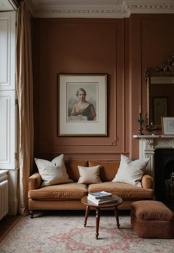 29 Living Room With Brown Sofa Ideas That Feel Cozy and Timeless - 29. Timeless Elegance with Classic Artwork