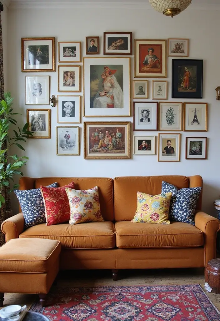 29 Living Room With Brown Sofa Ideas That Feel Cozy and Timeless - 3. Eclectic Vibe with Bold Colors
