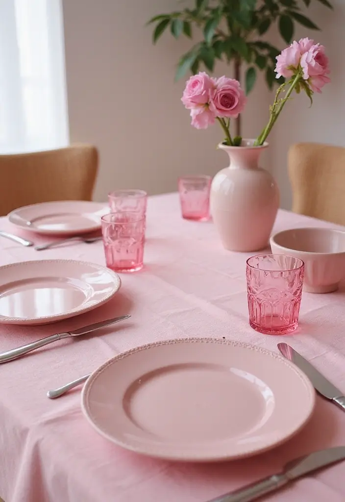 29 Pink Living Room Decor Ideas That Are Playful and Chic - 18. Pink Tableware for Entertaining