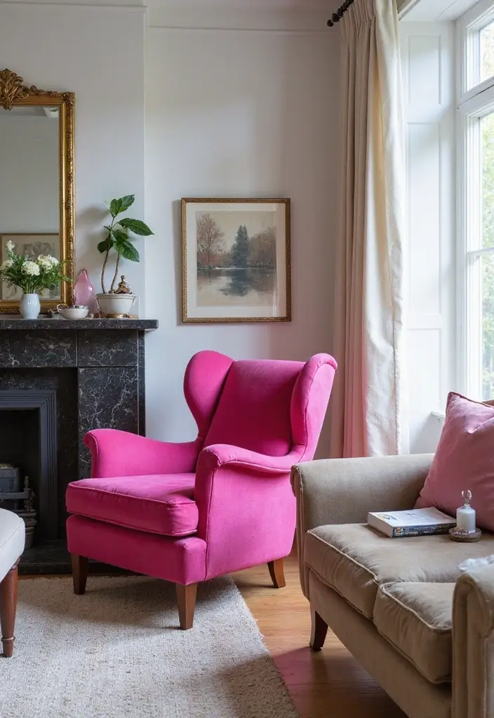29 Pink Living Room Decor Ideas That Are Playful and Chic - 22. Pink Upholstery for Bold Statement Pieces