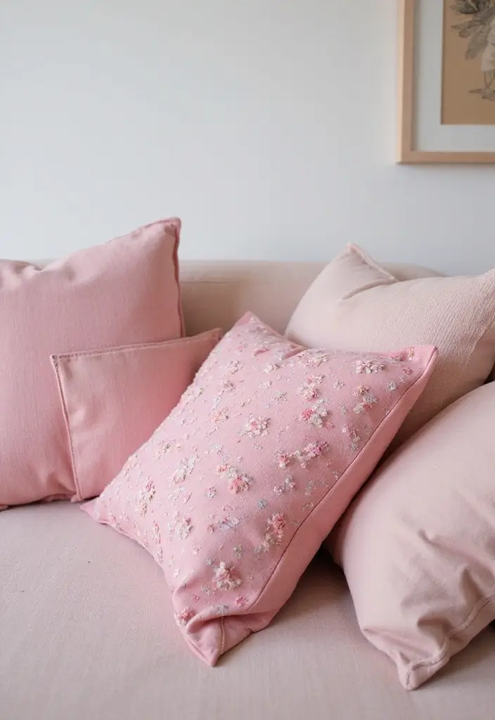 29 Pink Living Room Decor Ideas That Are Playful and Chic - 5. Pink Throw Pillows with Playful Patterns