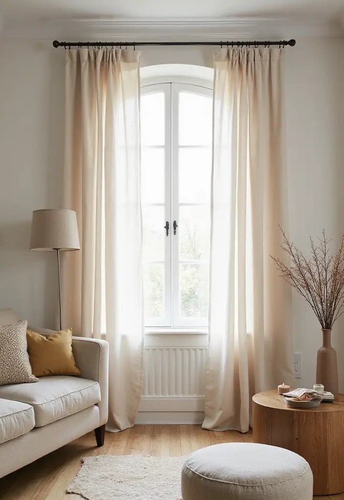 29 Small Window Curtain Ideas Living Room That Add Light and Style - 1. Sheer Linen Panels