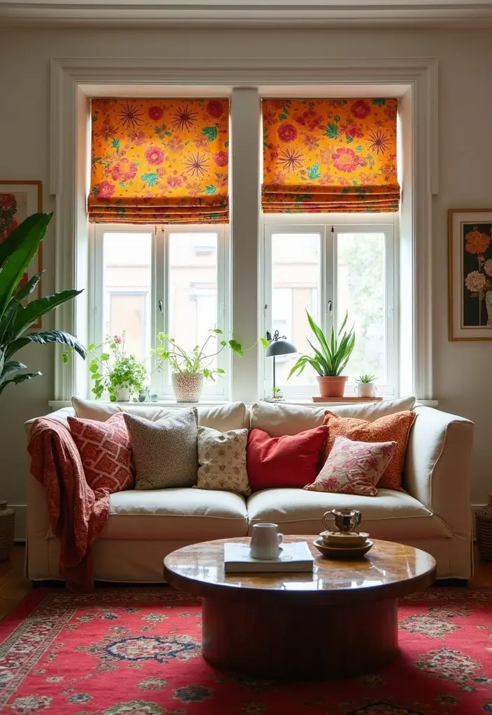 29 Small Window Curtain Ideas Living Room That Add Light and Style - 10. Printed Canvas Curtains