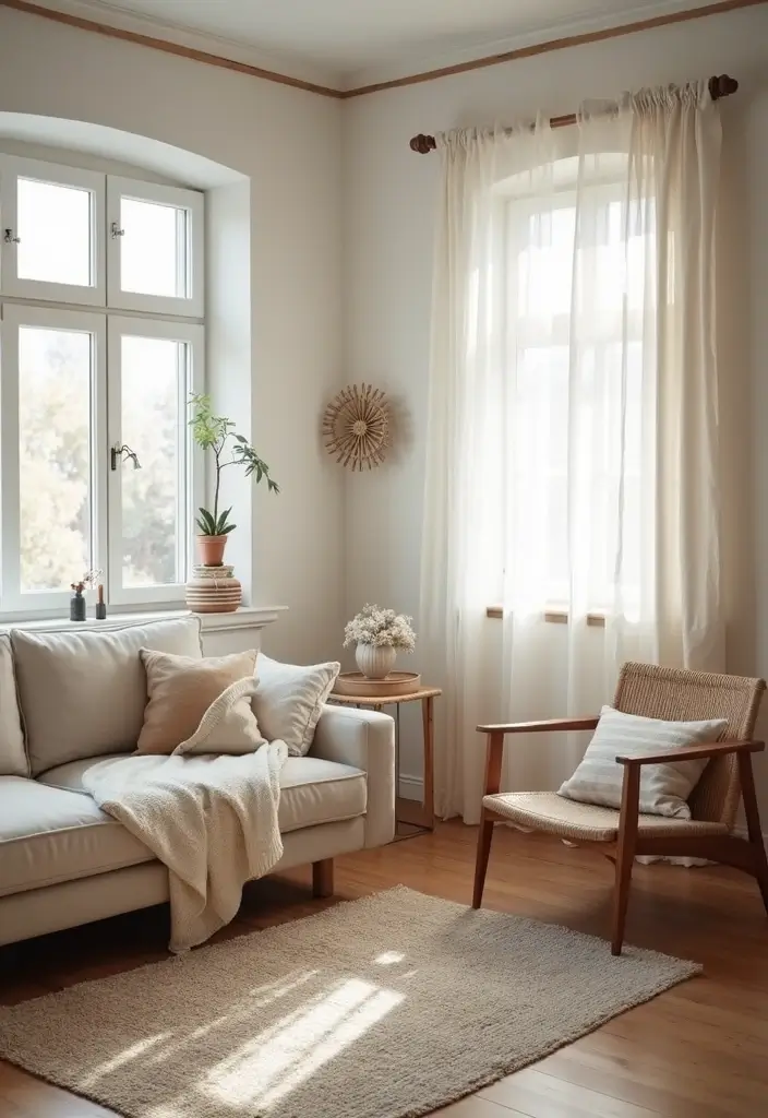 29 Small Window Curtain Ideas Living Room That Add Light and Style - 11. Scandinavian-inspired Curtains