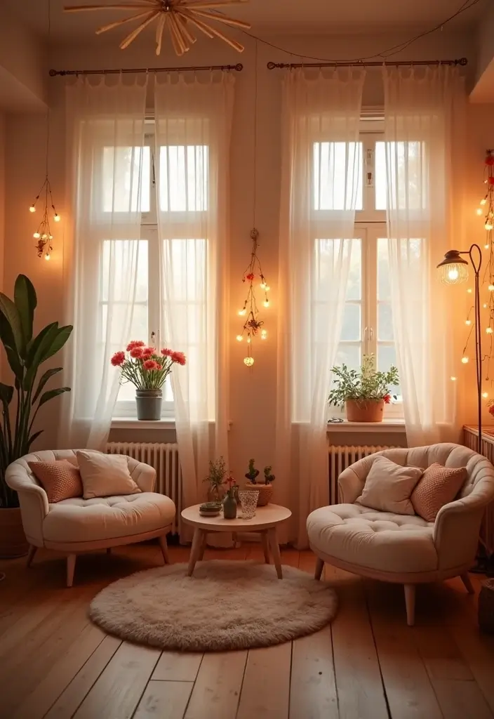 29 Small Window Curtain Ideas Living Room That Add Light and Style - 12. Whimsical Tulle Curtains