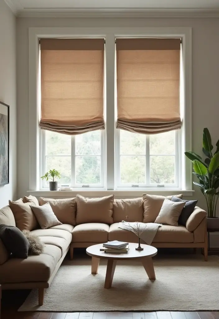 29 Small Window Curtain Ideas Living Room That Add Light and Style - 14. Custom-Made Fabric Shades