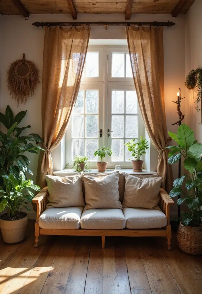 29 Small Window Curtain Ideas Living Room That Add Light and Style - 17. Natural Jute Curtains