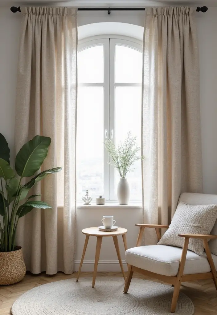29 Small Window Curtain Ideas Living Room That Add Light and Style - 19. Minimalist Textured Curtains