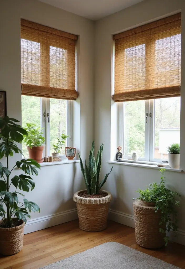 29 Small Window Curtain Ideas Living Room That Add Light and Style - 2. Bamboo Roller Shades