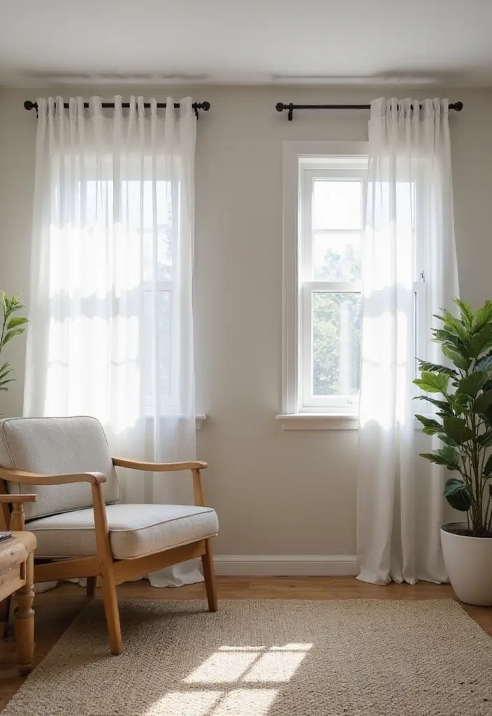 29 Small Window Curtain Ideas Living Room That Add Light and Style - 25. Tension Rod Designs