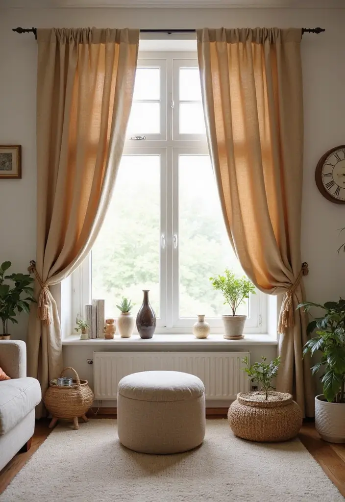 29 Small Window Curtain Ideas Living Room That Add Light and Style - 4. Eco-Friendly Fabric Curtains