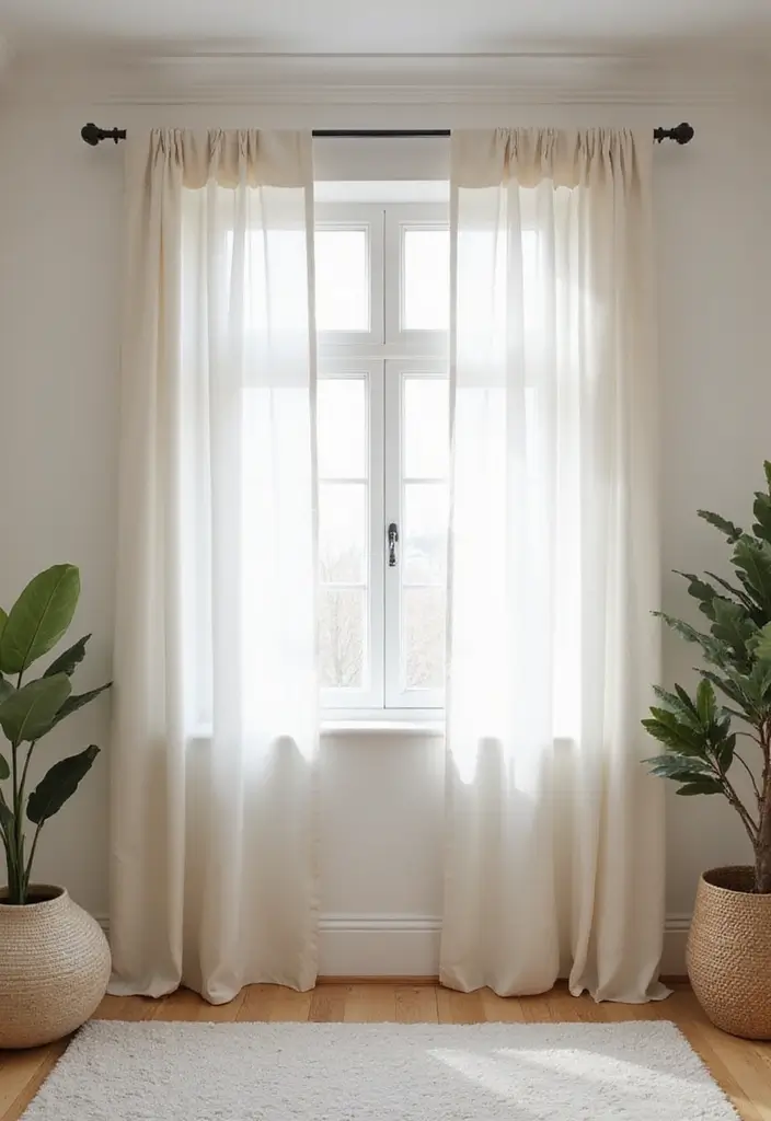29 Small Window Curtain Ideas Living Room That Add Light and Style - 5. Simple Tab Top Curtains