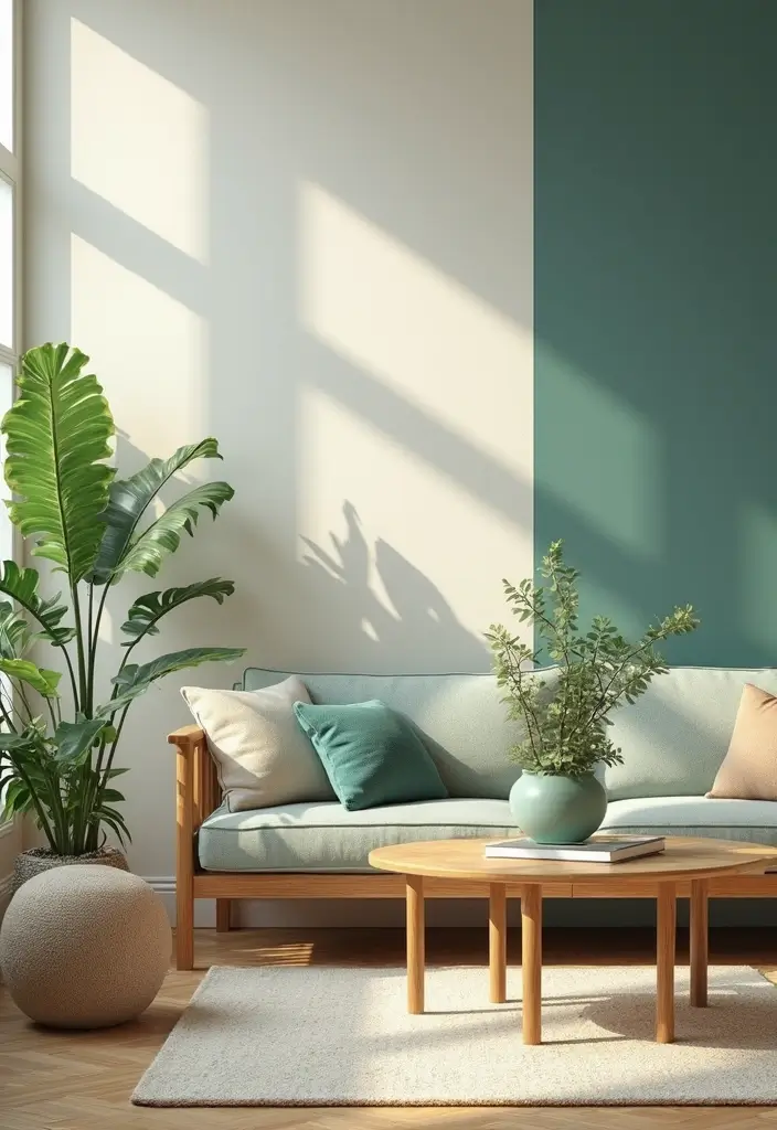 29 Teal and Cream Living Room Ideas That Feel Soft and Elegant - 12. Natural Elements