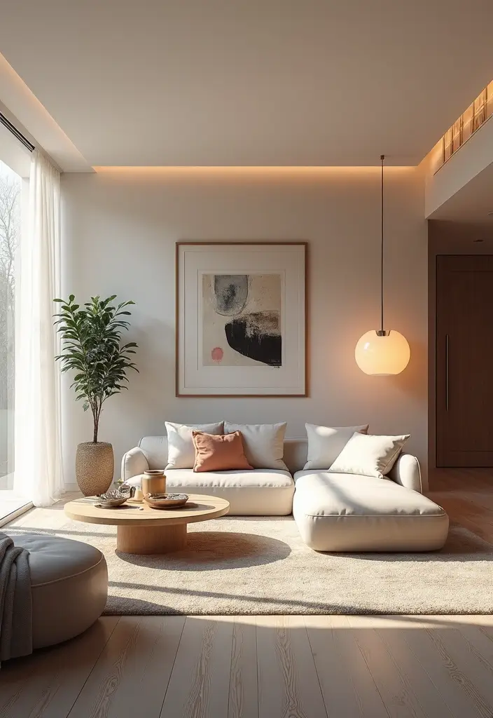 29 Teal and Cream Living Room Ideas That Feel Soft and Elegant - 15. Soft Futuristic Touches