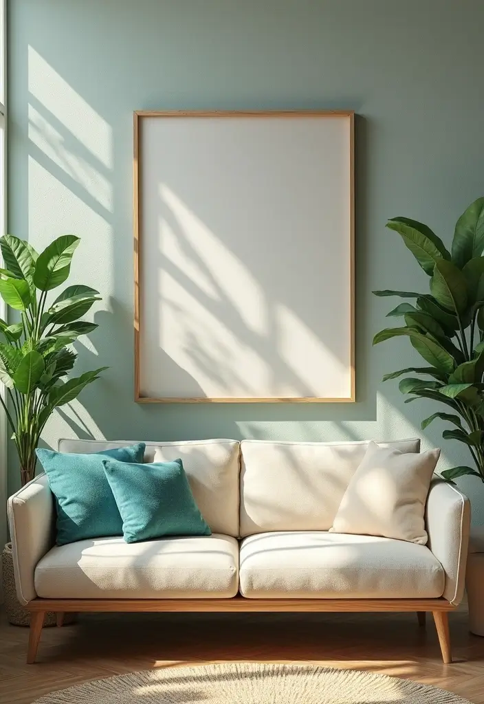 29 Teal and Cream Living Room Ideas That Feel Soft and Elegant - 18. Outdoor-Inspired