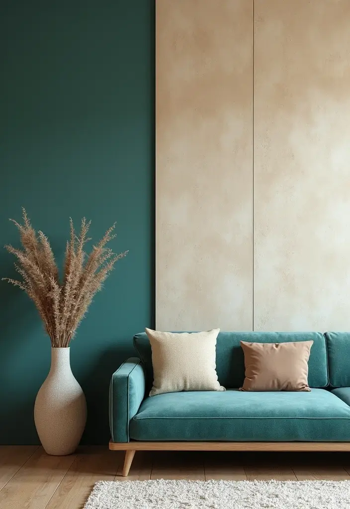 29 Teal and Cream Living Room Ideas That Feel Soft and Elegant - 19. Textured Walls