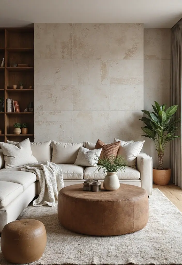 29 Tile Wall Living Room Ideas That Add Texture and Interest - 26. Textured Tiles That Mimic Fabrics