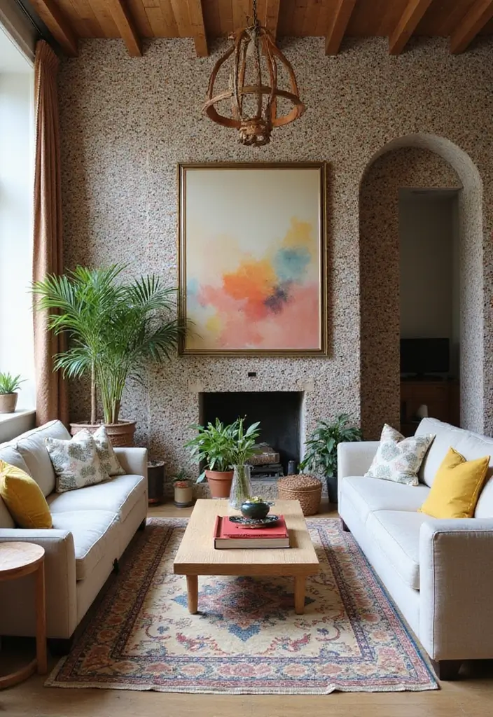 29 Tile Wall Living Room Ideas That Add Texture and Interest - 3. Mosaic Tiles for Artistic Flair