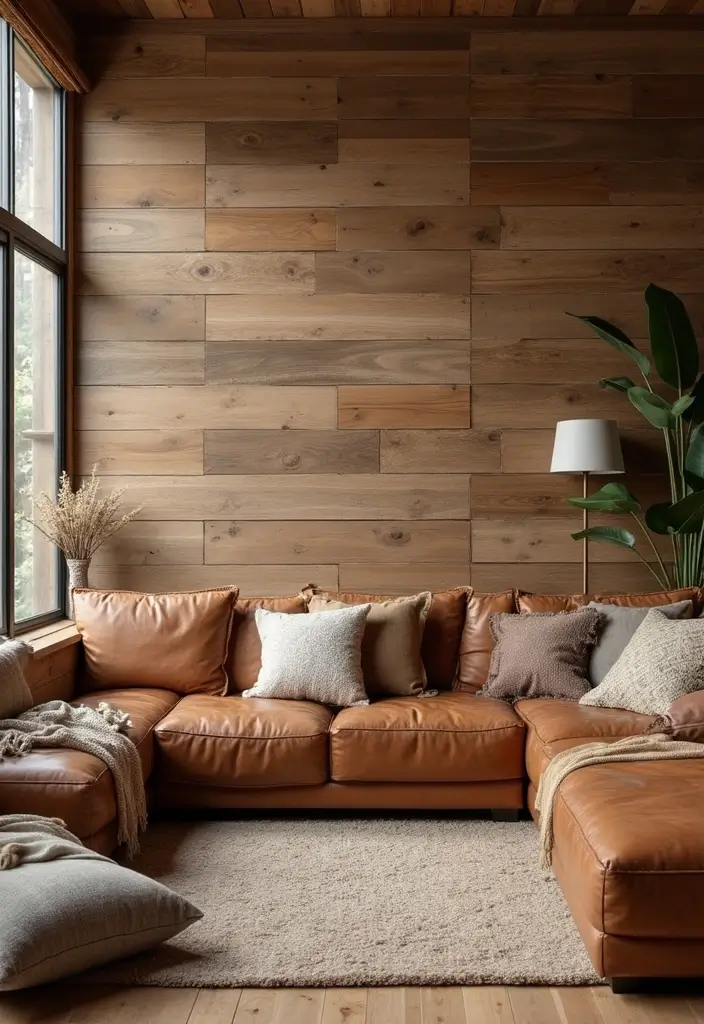 29 Tile Wall Living Room Ideas That Add Texture and Interest - 4. Wood-Look Tiles for a Cozy Touch