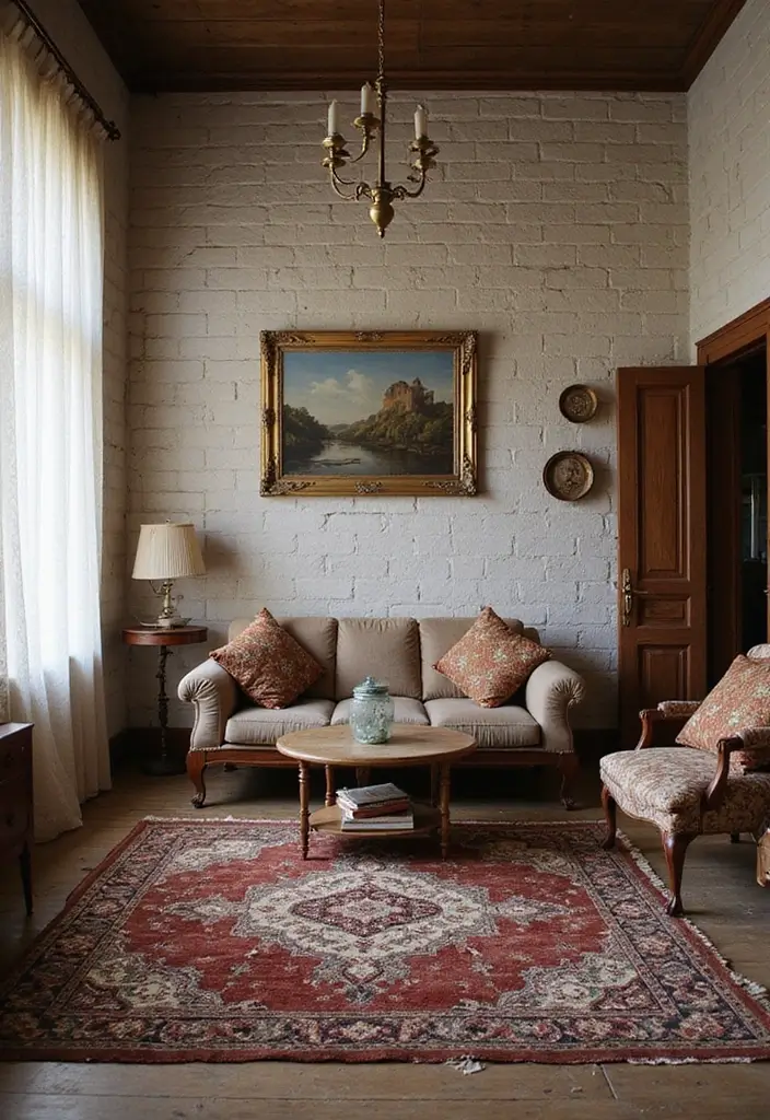 29 Tile Wall Living Room Ideas That Add Texture and Interest - 9. Vintage Tiles for Timeless Charm