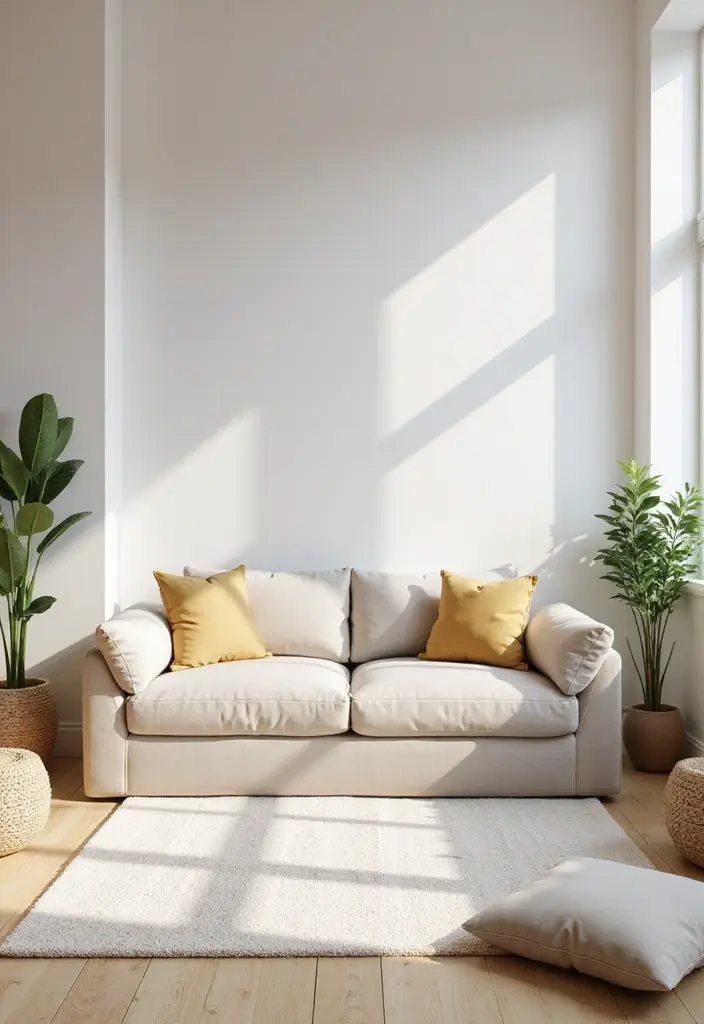 29 Yoga Living Room Ideas That Feel Serene and Peaceful - 1. Minimalist Zen Vibes