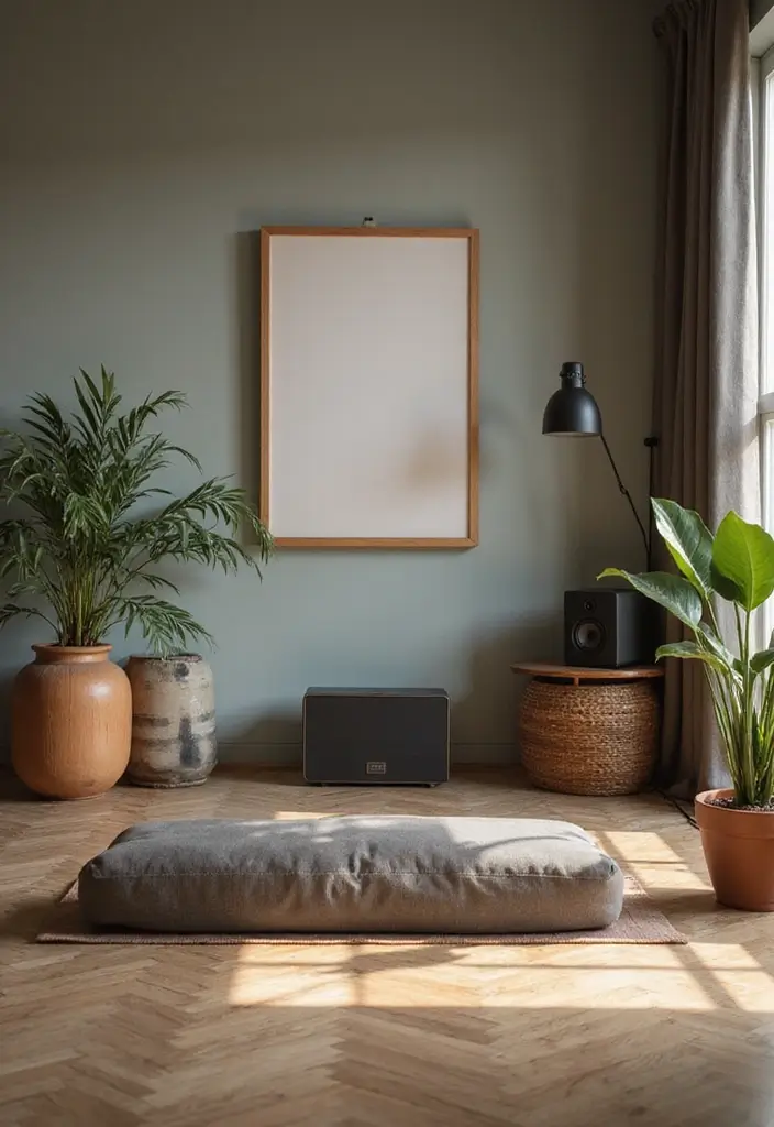 29 Yoga Living Room Ideas That Feel Serene and Peaceful - 16. Soundscapes for Serenity