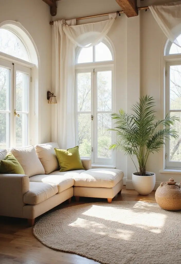 29 Yoga Living Room Ideas That Feel Serene and Peaceful - 17. Natural Light Enhancement