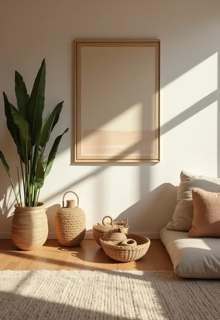 29 Yoga Living Room Ideas That Feel Serene and Peaceful - 26. Handcrafted Decor