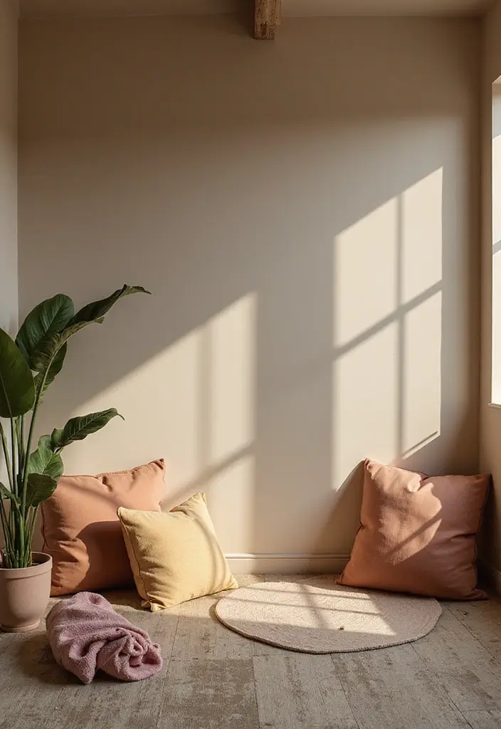 29 Yoga Living Room Ideas That Feel Serene and Peaceful - 3. Cozy Corner Retreat
