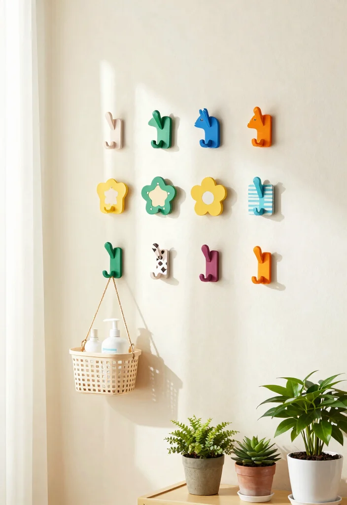 14 Bathroom Clothes Hanging Ideas For Easy Organization - 1. Decorative Wall Hooks 1