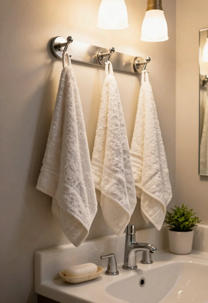 14 Bathroom Clothes Hanging Ideas For Easy Organization - 10. Hanging Towels Near the Sink 1