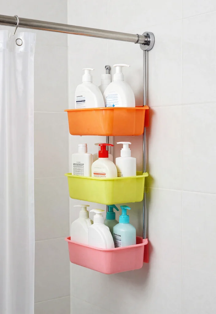 14 Bathroom Clothes Hanging Ideas For Easy Organization - 6. Tension Rods for Shower Storage 1