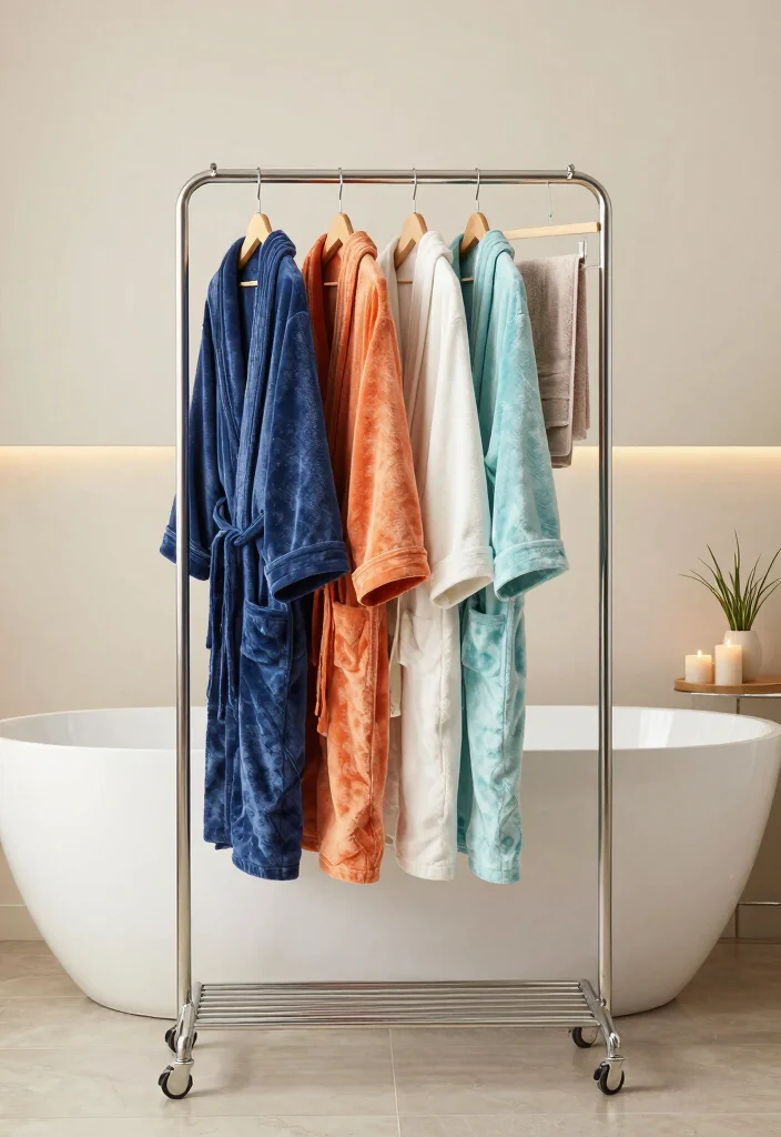 14 Bathroom Clothes Hanging Ideas For Easy Organization - 9. Chic Clothing Racks 1