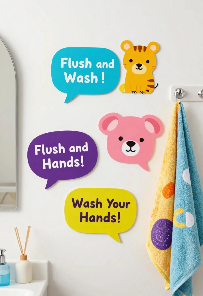 14 Bathroom Sign Ideas For Fun Personality - 11. Quirky Shapes: Bathroom Rules 1