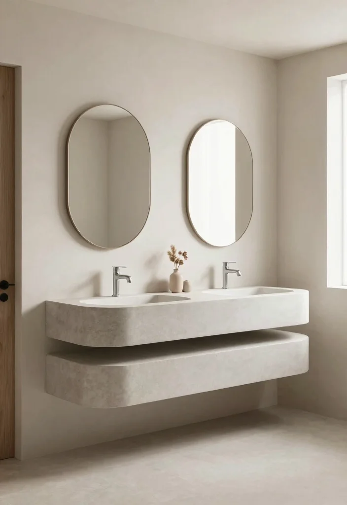 14 Concrete Bathroom Vanity Ideas With Industrial Style - 11. Curved Concrete Designs 1