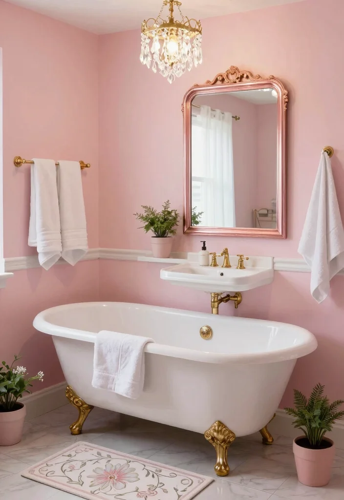 14 Girly Bathroom Decor Ideas With Cute Charm - 1. Blush Pink Walls 1