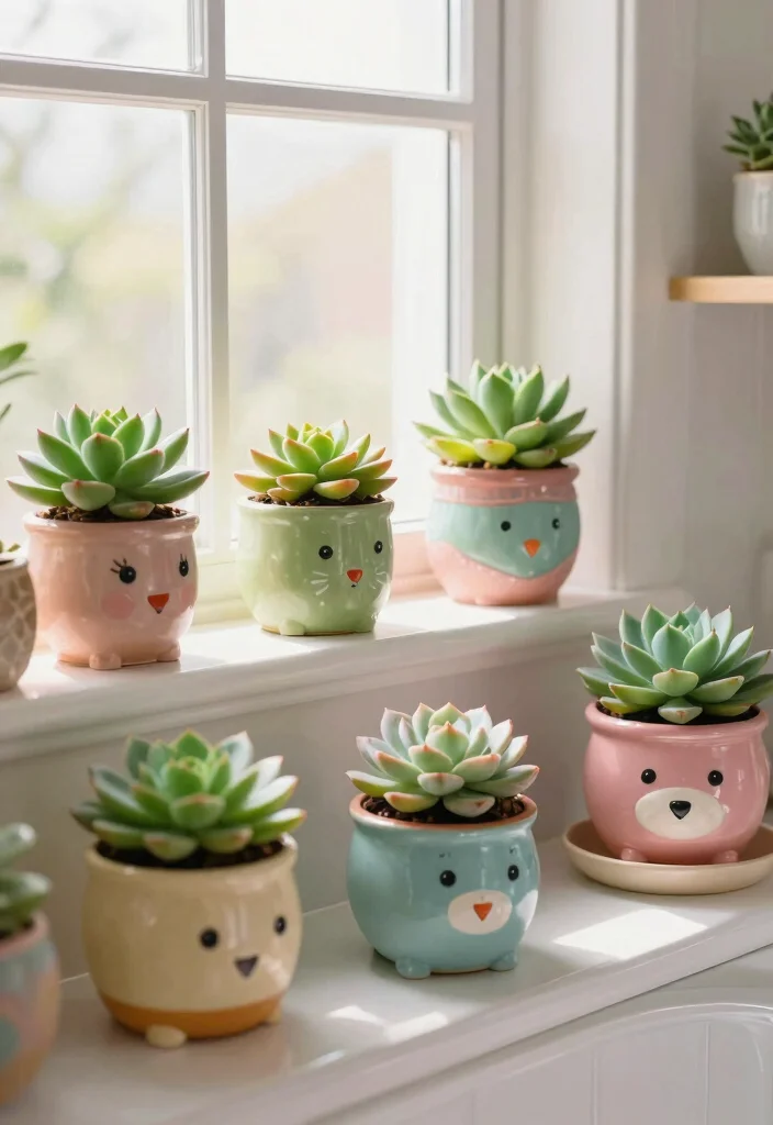 14 Girly Bathroom Decor Ideas With Cute Charm - 11. Succulent Decor 1
