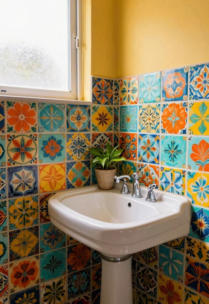 14 Hippie Bathroom Ideas With Free Spirit Style - 1. Vibrant Tile Patterns 1