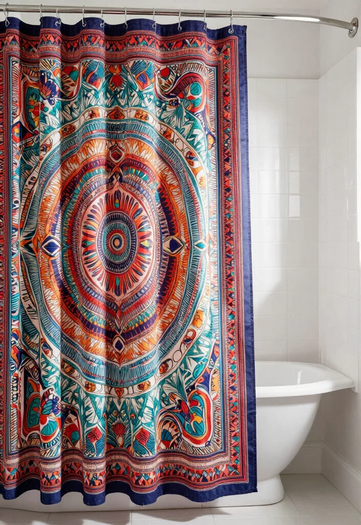 14 Hippie Bathroom Ideas With Free Spirit Style - 11. A Bohemian Shower Curtain 1