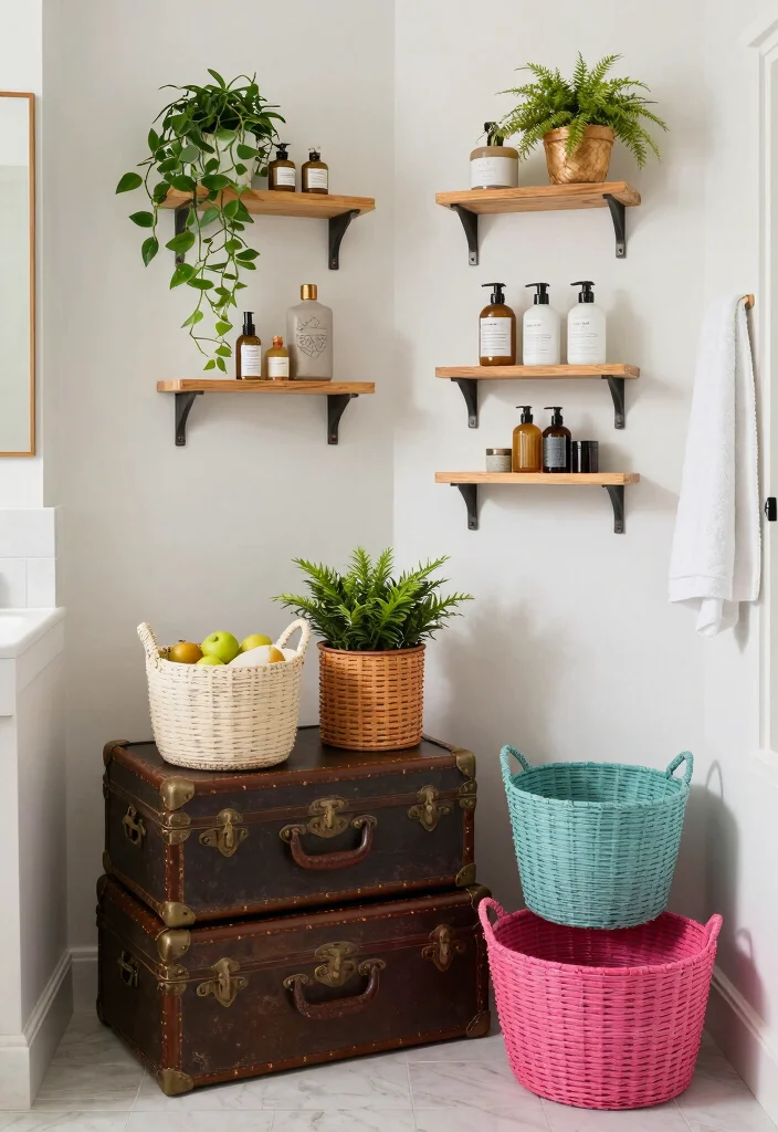 14 Hippie Bathroom Ideas With Free Spirit Style - 12. Funky Bathroom Storage 1