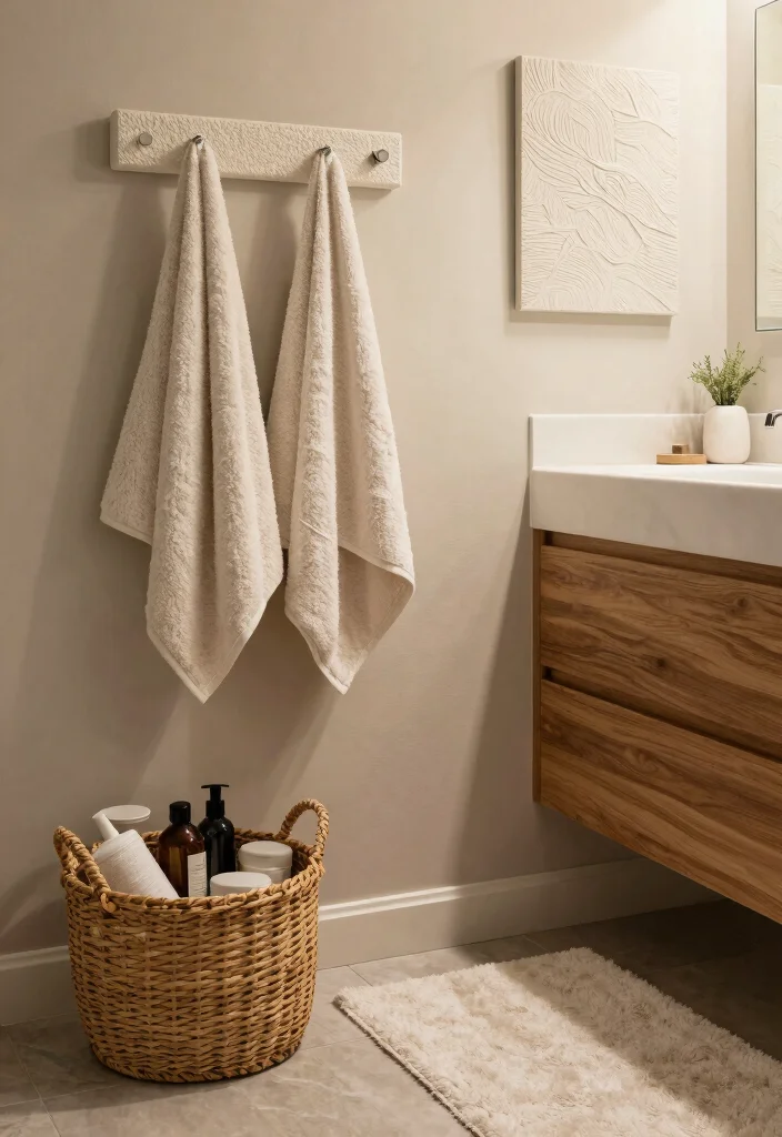 14 Modern Bathroom Decor Ideas For Clean Living - 10. Textured Accessories 1