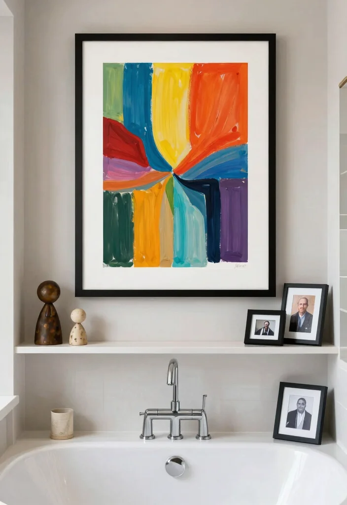 14 Modern Bathroom Decor Ideas For Clean Living - 11. Artful Display 1