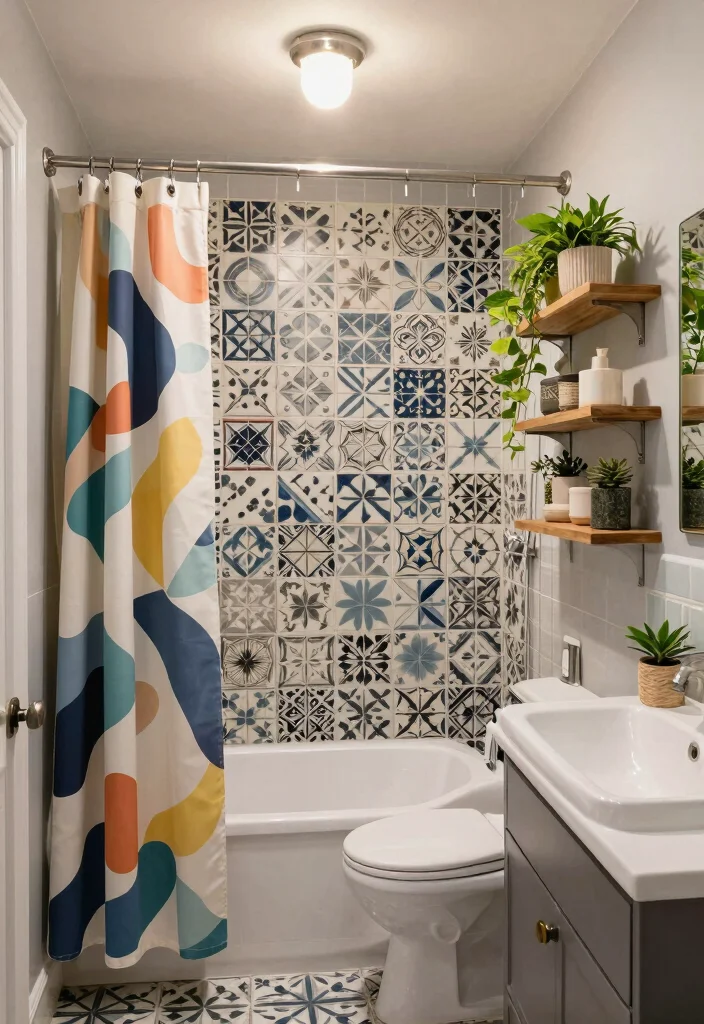 14 Small Bathroom Layout Ideas With Shower Only - 10. Artistic Touches 1