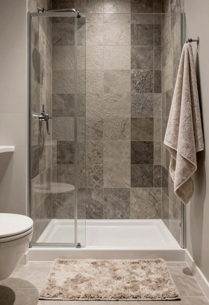 14 Small Bathroom Layout Ideas With Shower Only - 11. Textured Elegance 1
